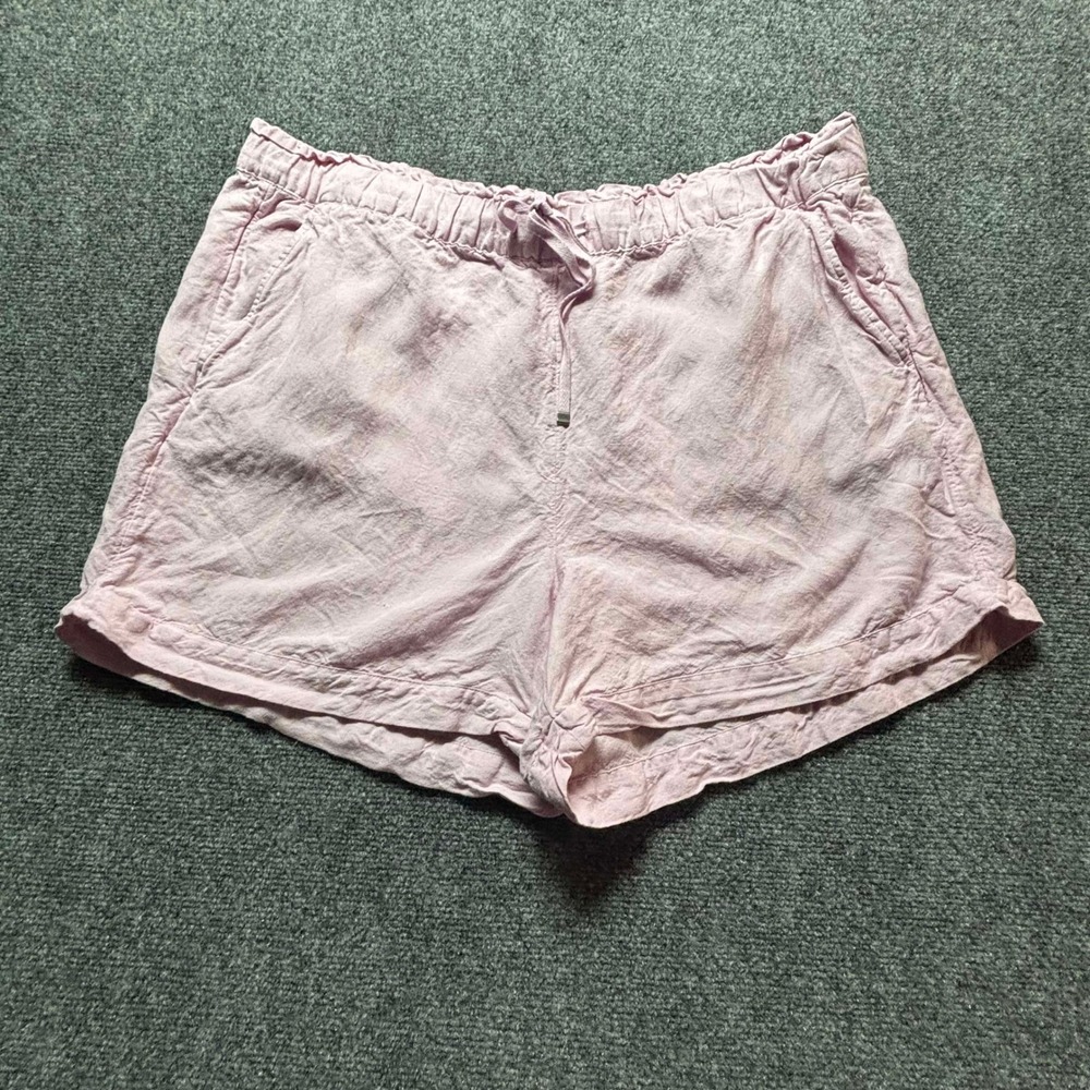 LOFT Pink Linen Blend Drawstring Elastic Waist Shorts Womens XL Lavender